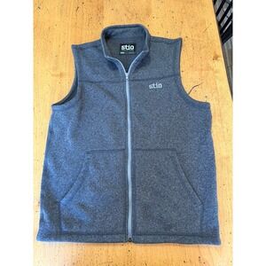 Stio Wilcox Fleece Full Zip Vest Gray Mens Large Eco Pockets Gorpcore No logo